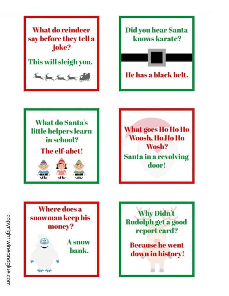 christmas lunch box jokes (free printable) - wine & glue